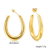 Hollow Golden U-shaped Earring 25.2*30mm