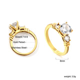 Light luxury style casting set full diamond ring women High-grade stainless steel jewelry