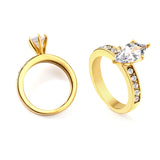 Four claws zirconia stainless steel are 18k gold ring female niche design sense retro temperament net red jewelry