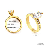 Four claws zirconia stainless steel are 18k gold ring female niche design sense retro temperament net red jewelry