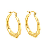 Hollow open round bamboo earrings 28.8mm gold color