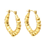 Hollow Peach Convex Earrings 28.3*26.5mm Gold Color