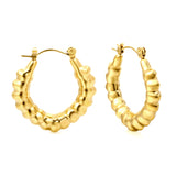 Hollow Peach Convex Earrings 28.3*26.5mm Gold Color