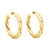 Golden Hollow Open Round Twist Earrings 6.5*42.2mm