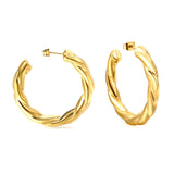 Golden Hollow Open Round Twist Earrings 6.5*42.2mm