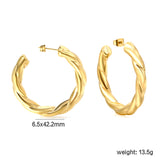 Golden Hollow Open Round Twist Earrings 6.5*42.2mm