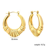 Hollow fat oval three-section striped gold-colored ear clips 30.4mm