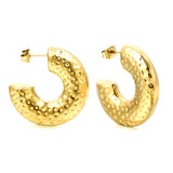 Hollow C-shaped pitted earrings 10*31mm gold color