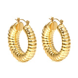 Hollow open round elephant trunk earrings 35mm gold color