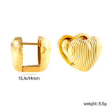 15.4*14mm Vertical Heart Earrings Gold Color