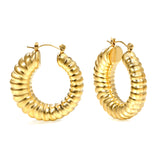 Hollow open round elephant trunk earrings 35mm gold color