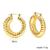 Hollow open round elephant trunk earrings 35mm gold color