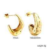 C-Shape Bumpy Earrings Goldtone