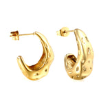 C-Shape Bumpy Earrings Goldtone