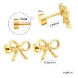 Screw plug 0.8*8mm pin + 10.9*8.6mm bow earrings Gold color