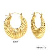 Hollow Flat Round Threaded Goldtone Earrings 35mm