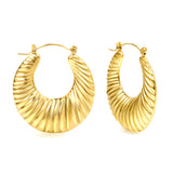 Hollow Flat Round Threaded Goldtone Earrings 35mm