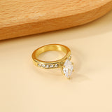 Four claws zirconia stainless steel are 18k gold ring female niche design sense retro temperament net red jewelry