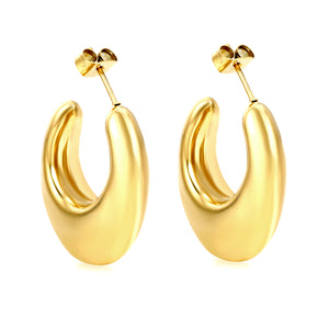 Hollow fat U-shaped earrings 22*25mm gold color