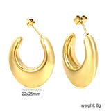 Hollow fat U-shaped earrings 22*25mm gold color