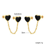 6.3*5.5mm heart shaped black/red/pink oil drops+03 cross chain 30mm accessories earrings gold color