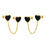 6.3*5.5mm heart shaped black/red/pink oil drops+03 cross chain 30mm accessories earrings gold color