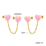 6.3*5.5mm heart shaped black/red/pink oil drops+03 cross chain 30mm accessories earrings gold color