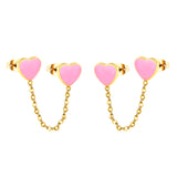 6.3*5.5mm heart shaped black/red/pink oil drops+03 cross chain 30mm accessories earrings gold color