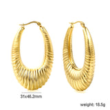 Hollow long fat U-shaped textured earrings 31*46.2mm gold color