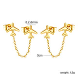 8.2*8mm Airplane+03 Cross Chain 30mm Accessories Earrings Golden