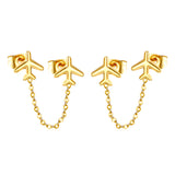 8.2*8mm Airplane+03 Cross Chain 30mm Accessories Earrings Golden