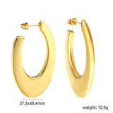 Hollow Long Flat U-shaped Earrings 27.5*48.4mm Gold Color