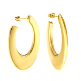 Hollow Long Flat U-shaped Earrings 27.5*48.4mm Gold Color