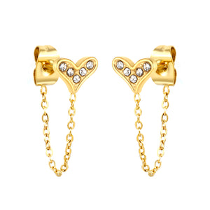 8.2*6mm heart shape with white zirconium+03 cross chain 30mm accessories Earrings gold color