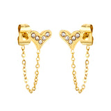 8.2*6mm heart shape with white zirconium+03 cross chain 30mm accessories Earrings gold color