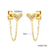 8.2*6mm heart shape with white zirconium+03 cross chain 30mm accessories Earrings gold color