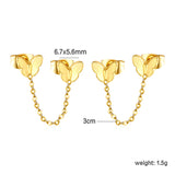 6.7*5.6mm Butterfly+03 Cross Chain 30mm Accessories Earrings Gold color