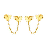 6.7*5.6mm Butterfly+03 Cross Chain 30mm Accessories Earrings Gold color