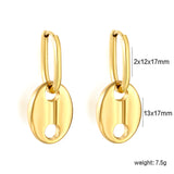 Wire 2*12*17mm oval earrings + 13*17mm pig nose fittings Earrings gold color