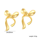 24*32mm bow earrings gold color