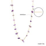 White turquoise/amethyst/pink stone/sky blue stone/turquoise/mixed color stone accessories 0.3 cross elongated chain *40+5cm+6mm round tail plate necklace gold color