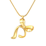 24*32mm bow pendant 1.2mm round snake*45+5cm+6mm round plaque necklace gold color