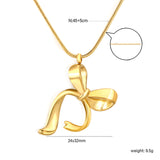 24*32mm bow pendant 1.2mm round snake*45+5cm+6mm round plaque necklace gold color