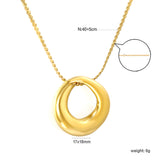 17*18mm Irregular Arc Pendant 1.1mm S Chain*40+5cm+6mm Round Tail Plate Necklace Steel/Golden