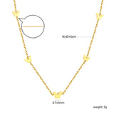 6.7*5mm Large+5.3*4.2mm Small Butterfly Fittings 0.3 Cross Chain*45+5cm+6mm Round Plaque Necklace Golden