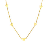 6.7*5mm Large+5.3*4.2mm Small Butterfly Fittings 0.3 Cross Chain*45+5cm+6mm Round Plaque Necklace Golden