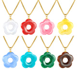 26.7mm Resin White/Red/Blue/Yellow/Coffee/Pink/Peacock Blue/Peacock Green Wreath Pendant 2.0 Square Pearl Chain*40+5cm+6mm Round Plaque Necklace GOLDEN