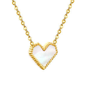 11.4*10.6mm Heart Shape Sticky White/Black/Red Acrylic Pendant 42+5cm+6mm Round Plaque Necklace Golden