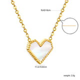 11.4*10.6mm Heart Shape Sticky White/Black/Red Acrylic Pendant 42+5cm+6mm Round Plaque Necklace Golden