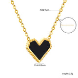 11.4*10.6mm Heart Shape Sticky White/Black/Red Acrylic Pendant 42+5cm+6mm Round Plaque Necklace Golden